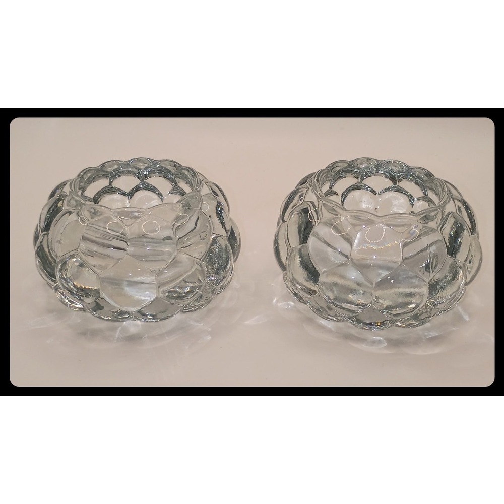 KIG Votive Candle Holders Home Decor Clear Bubble Glass Set of 2